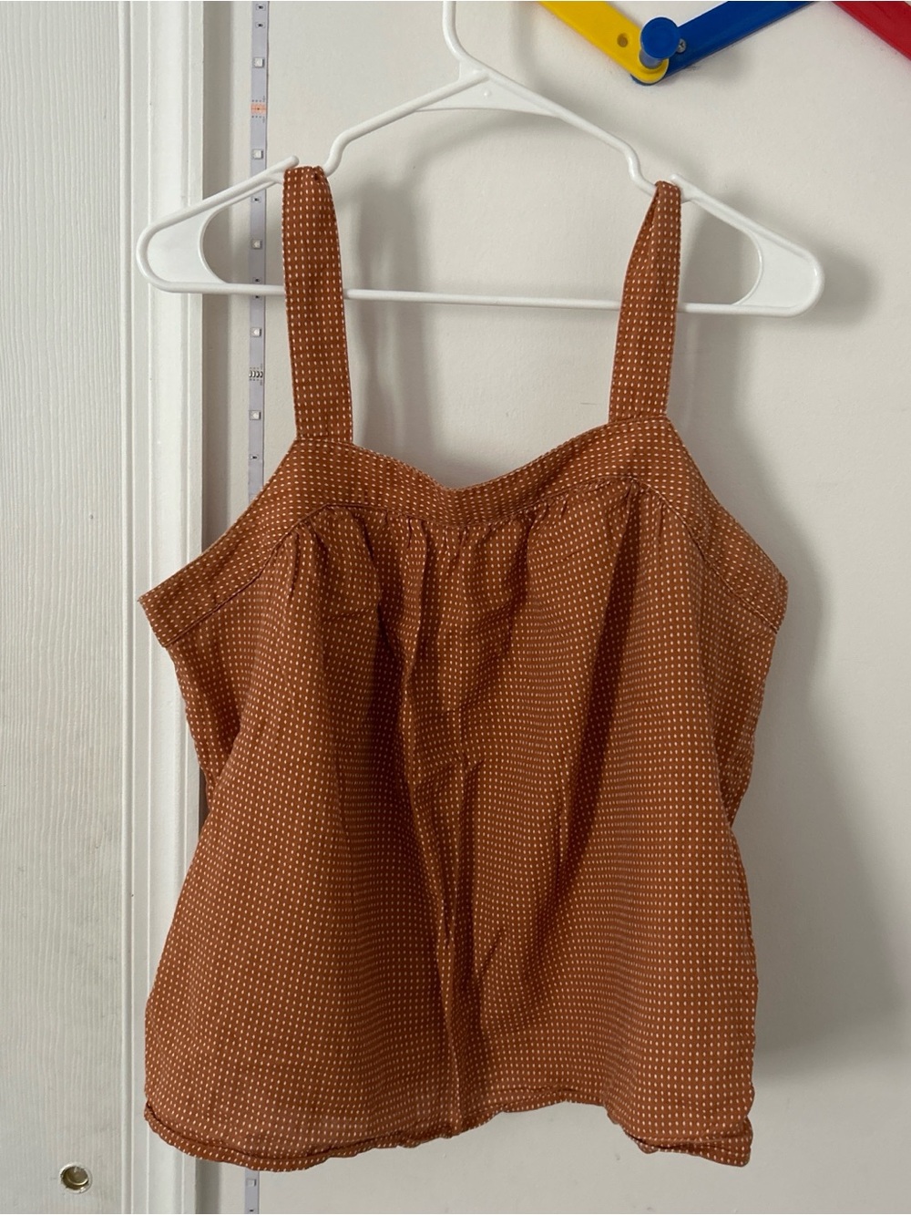 Womens Rust Brown Dot-Print Tank Top